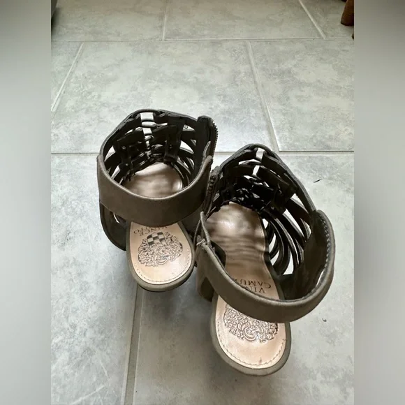 Vince Camuto Olive Open Toed Ankle Booties - Picture 2 of 8